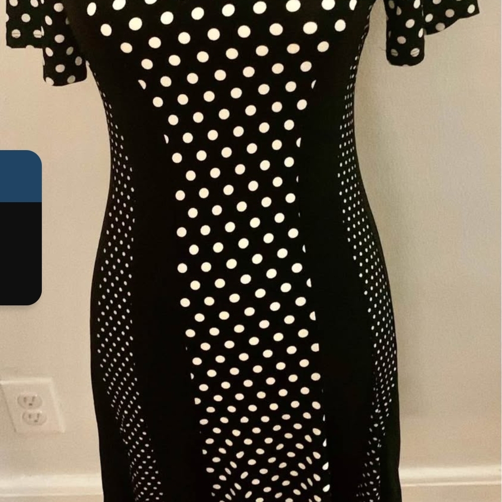 Michael Kors Black and White Cold Shoulder Sheath Dress